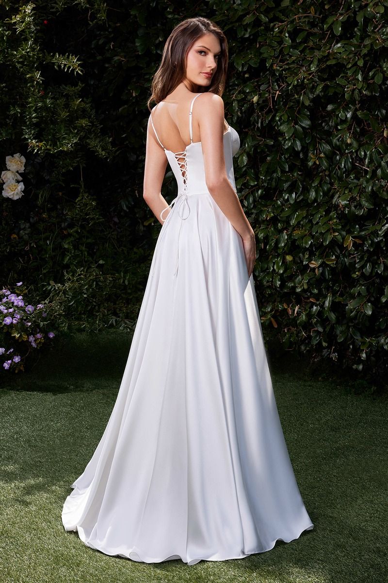 SATIN A-LINE BUSTIER BRIDAL DRESS CDCD337W-2