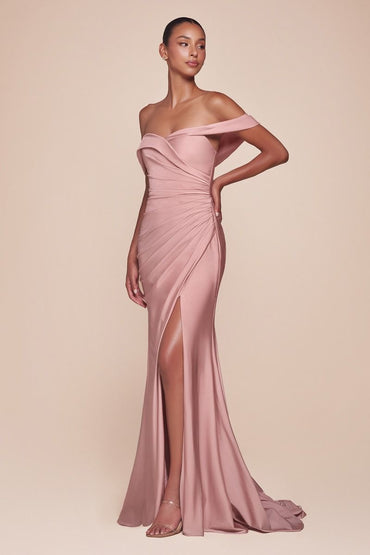 STRETCH SPANDEX OFF THE SHOULDER CURVE DRESS CDCD790C