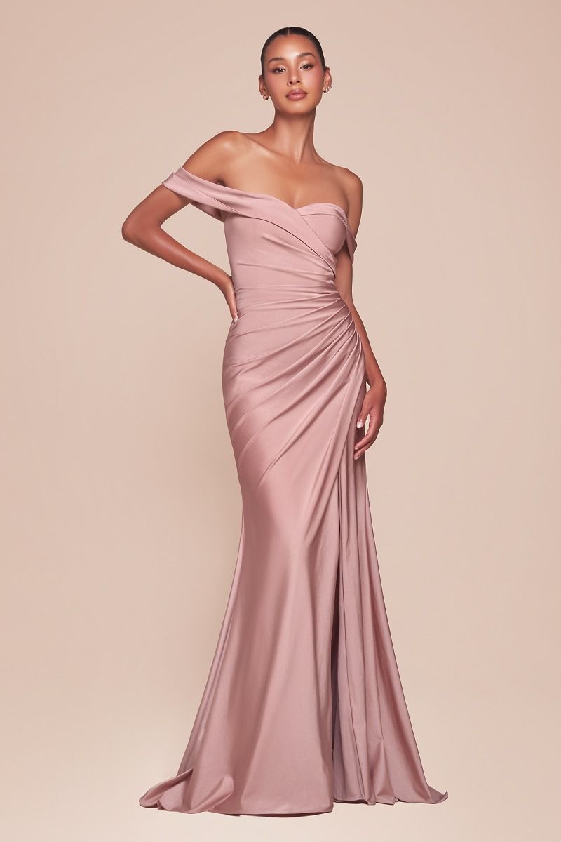 STRETCH SPANDEX OFF THE SHOULDER CURVE DRESS CDCD790C