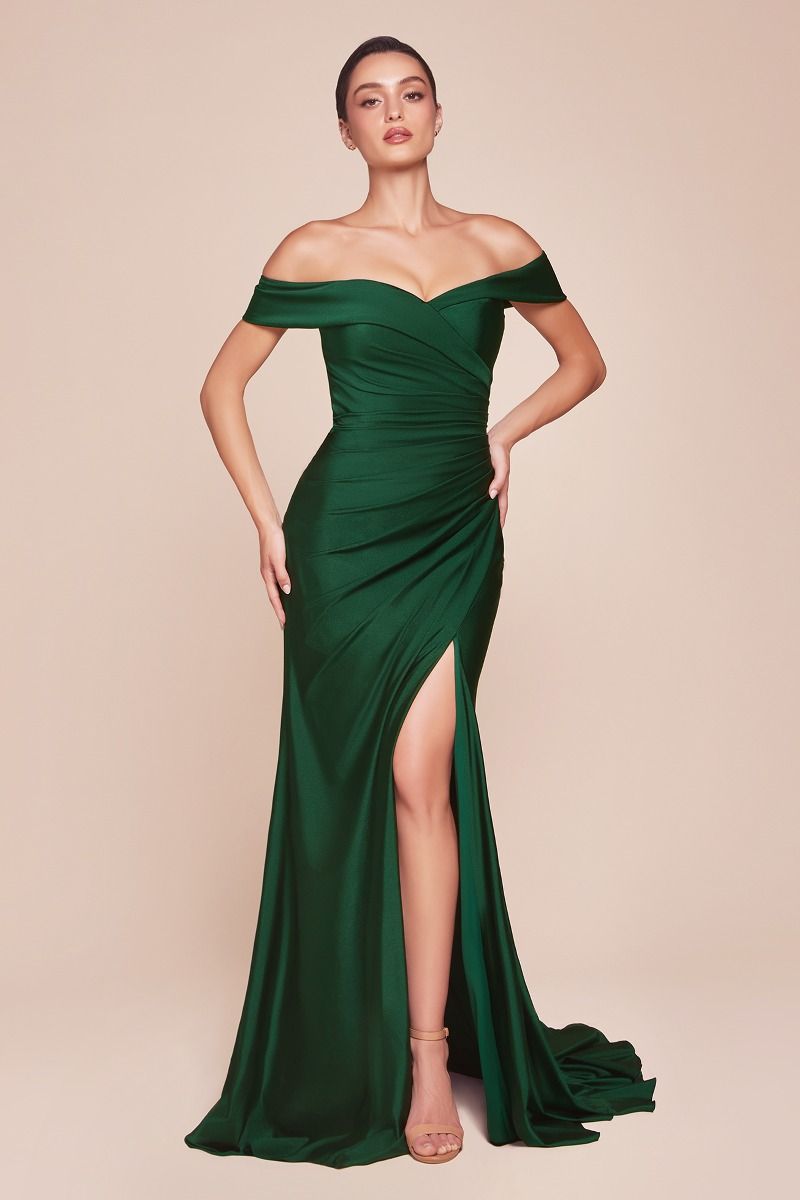 STRETCH SPANDEX OFF THE SHOULDER CURVE DRESS CDCD790C