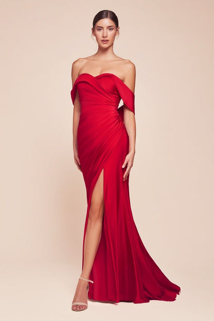 STRETCH SPANDEX OFF THE SHOULDER CURVE DRESS CDCD790C