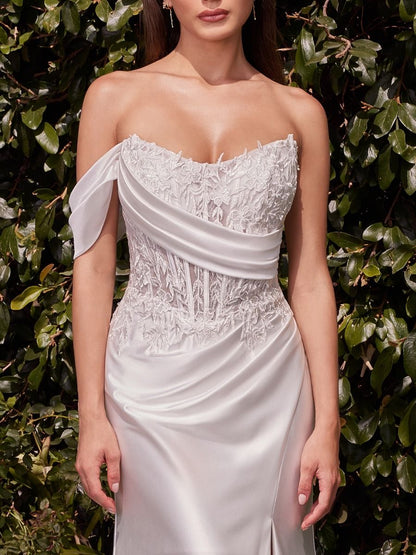 LACE SATIN FIT & FLARE BRIDAL GOWN CDCD804W
