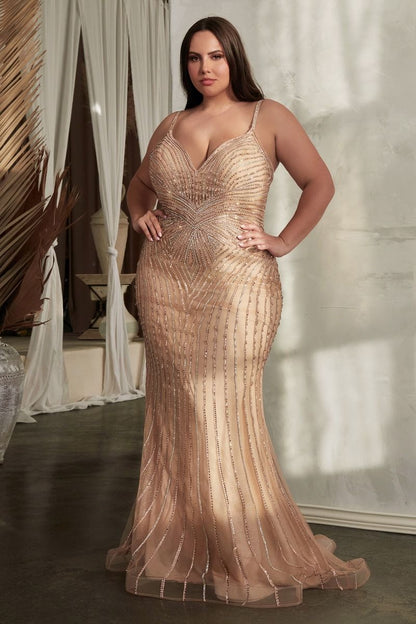 Embellished Rhinestone Mermaid Sweetheart Plus Size Long Evening Dress CDCD845C