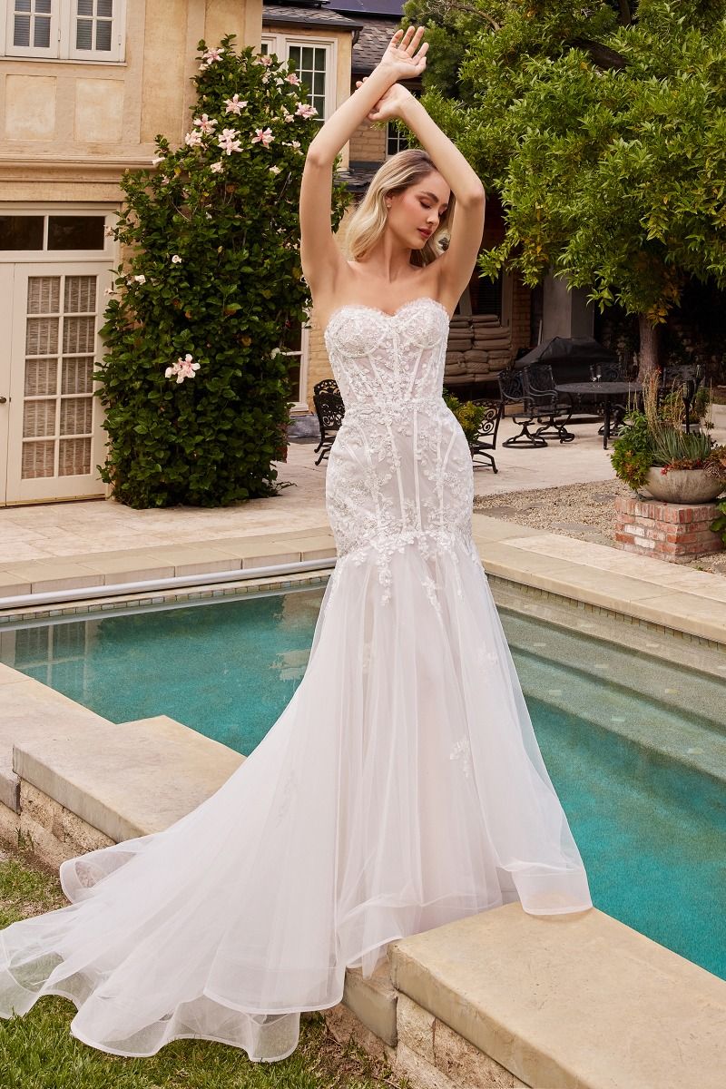 STRAPLESS MERMAID WEDDING DRESS & REMOVABLE SLEEVES CDCD858W-2