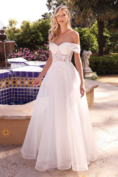 LACE OFF THE SHOULDER BRIDAL GOWN CDCD961W-3