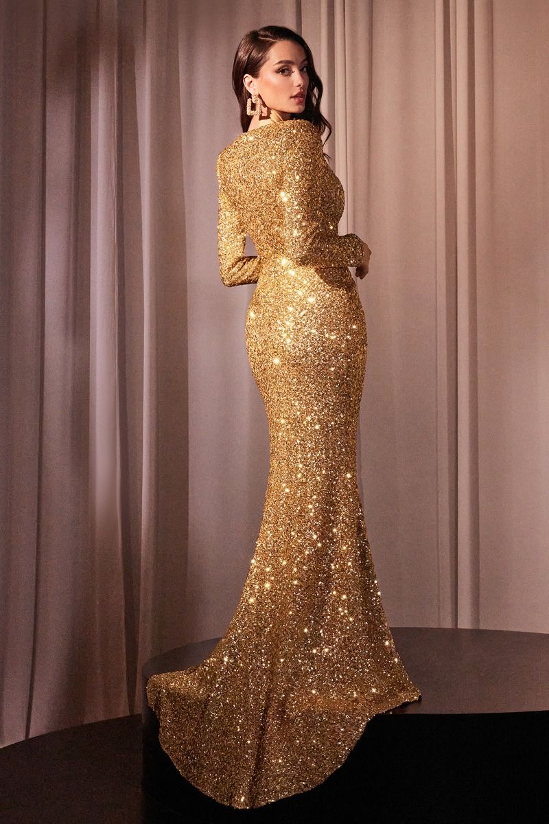 LONG SLEEVE SEQUIN FITTED DRESS CDCH054