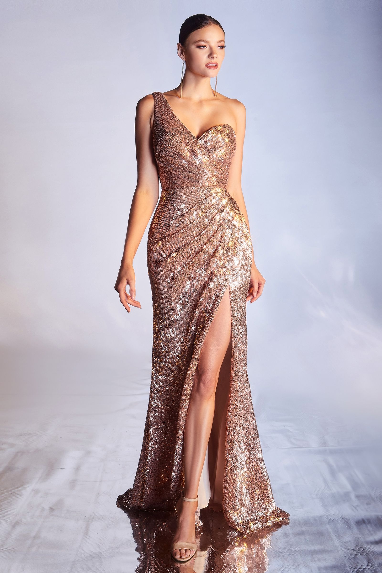 Sequin Gown w/ One Shoulder CDCH182-4