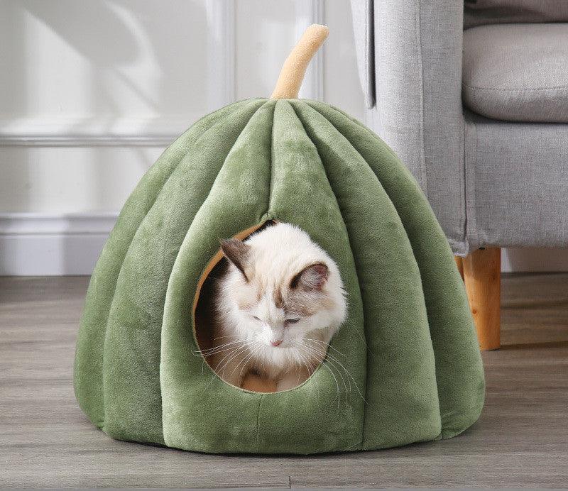 Cozy Pumpkin Pet Cuddle Cave - The Perfect Winter Retreat For Your Furry Friend-5