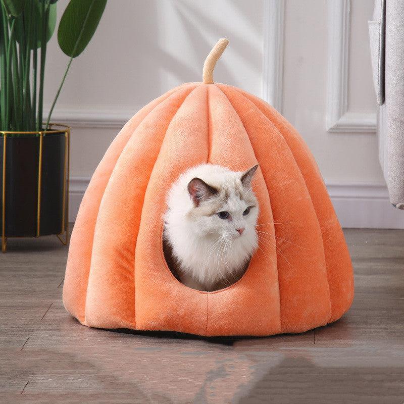 Cozy Pumpkin Pet Cuddle Cave - The Perfect Winter Retreat For Your Furry Friend-0