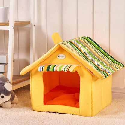 Cozy Striped Foldable Pet House And Bed-4