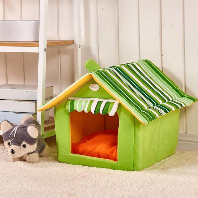 Cozy Striped Foldable Pet House And Bed-1