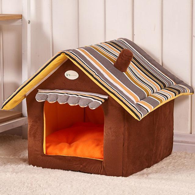 Cozy Striped Foldable Pet House And Bed-0