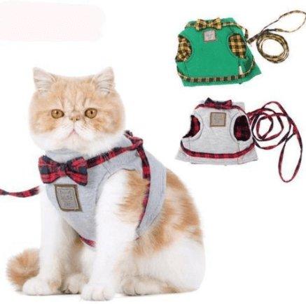 Cozycat Knitted Fabric Cat Harness Set-2