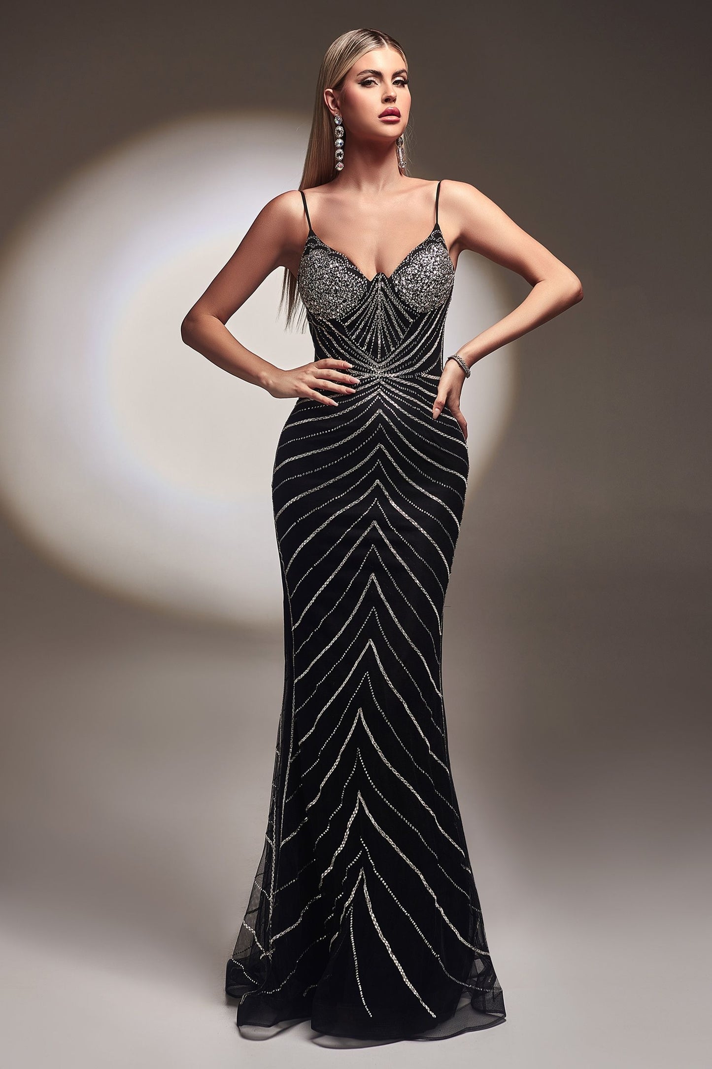 FITTED GLITTER PRINT GOWN CDCR866-1