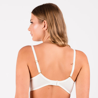 Sheer Mesh Embroidered Balconette Bra Perla Ivory-1