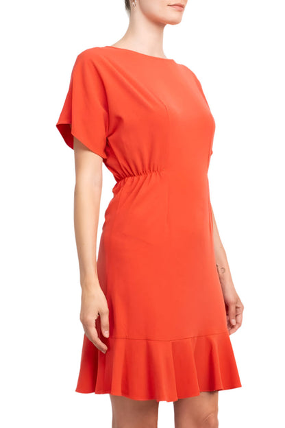 Donna Morgan Crew Neck Short Sleeve Fit & Flare Zipper Back Solid Jersey Dress-2