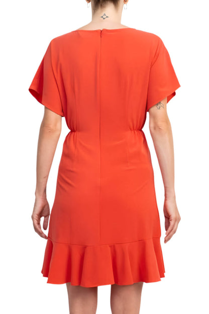 Donna Morgan Crew Neck Short Sleeve Fit & Flare Zipper Back Solid Jersey Dress-3