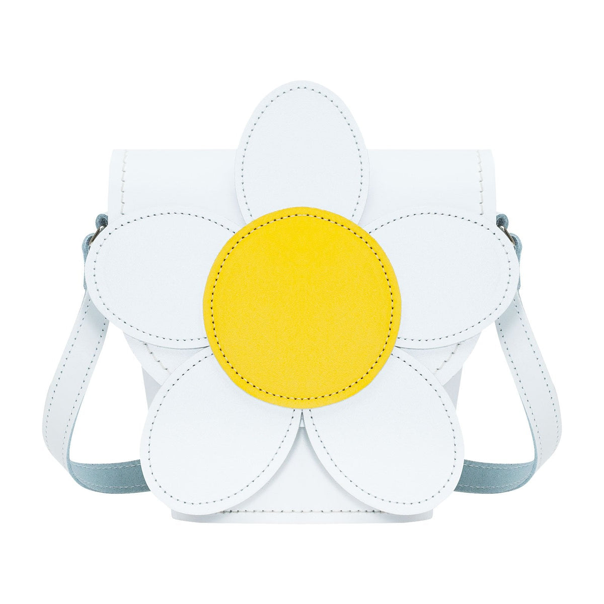 Handmade Leather Daisy Barrel Bag - White-0