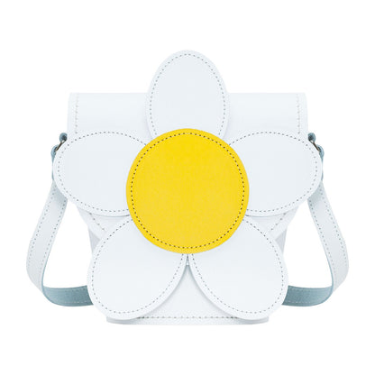 Handmade Leather Daisy Barrel Bag - White-0