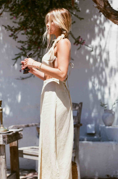 Daisy Two Piece Linen Set - Sage Green
