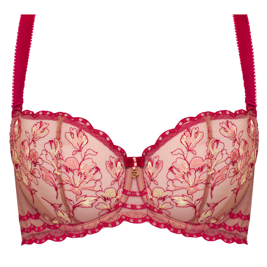 Sheer Mesh Embroidered Balconette Bra Daniela-4