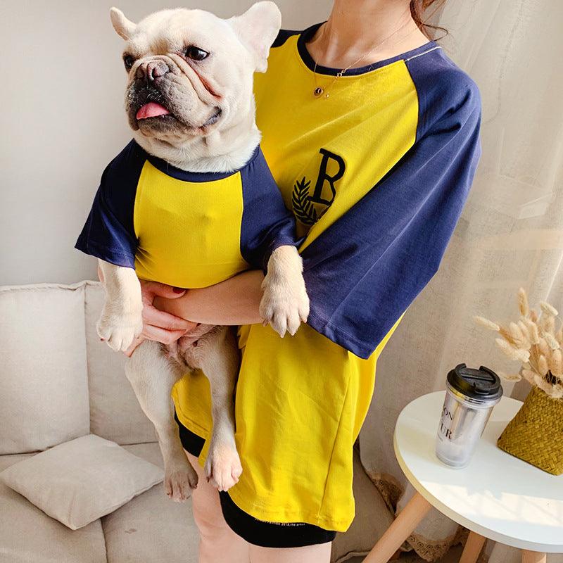Double Yarn Stretch Dog Clothing Short Sleeve Parent-Child Set