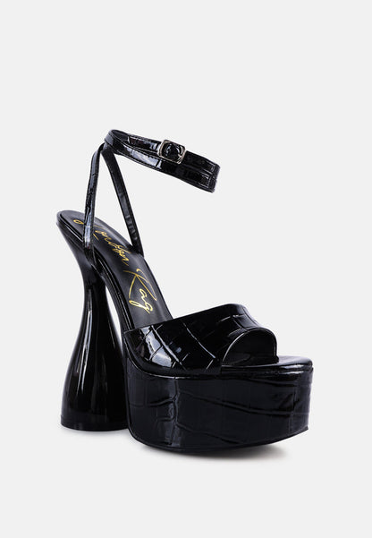Drop Dead Patent Croc Ultra High Platform Sandals-4