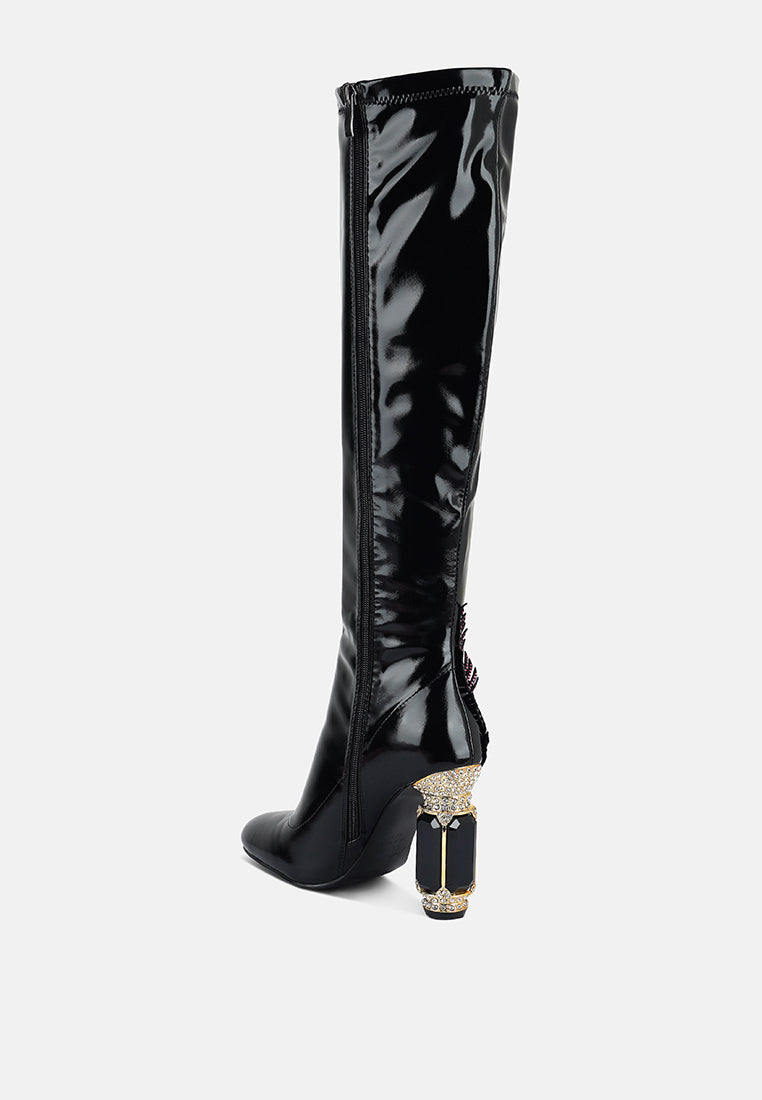 Ecstasy Fantasy Heel Patchwork Knee High Boots-2