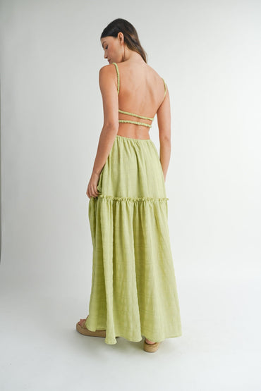MABLE Cutout Waist Backless Maxi Dress-1
