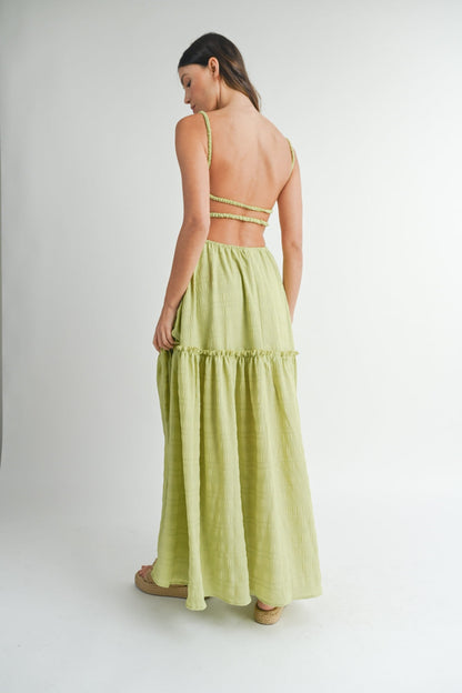 MABLE Cutout Waist Backless Maxi Dress-1