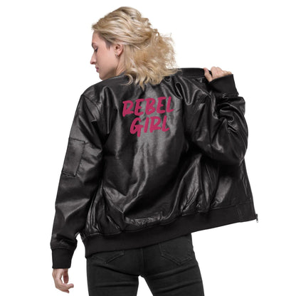 REBEL GIRL Leather Bomber Jacket-2