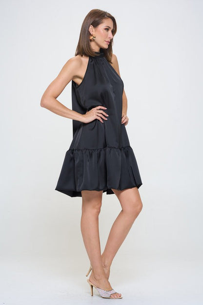 Bow Back Sleeveless Flounce Dress-2