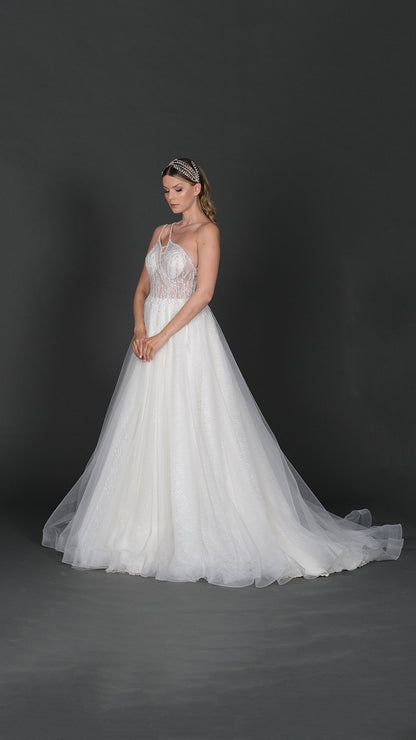 Lacın narrow skirt a line wedding dress-3