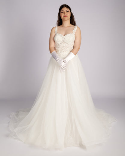 Augustine Hand Beaded Embroidery Lace with Crystals Wedding Dresses-4