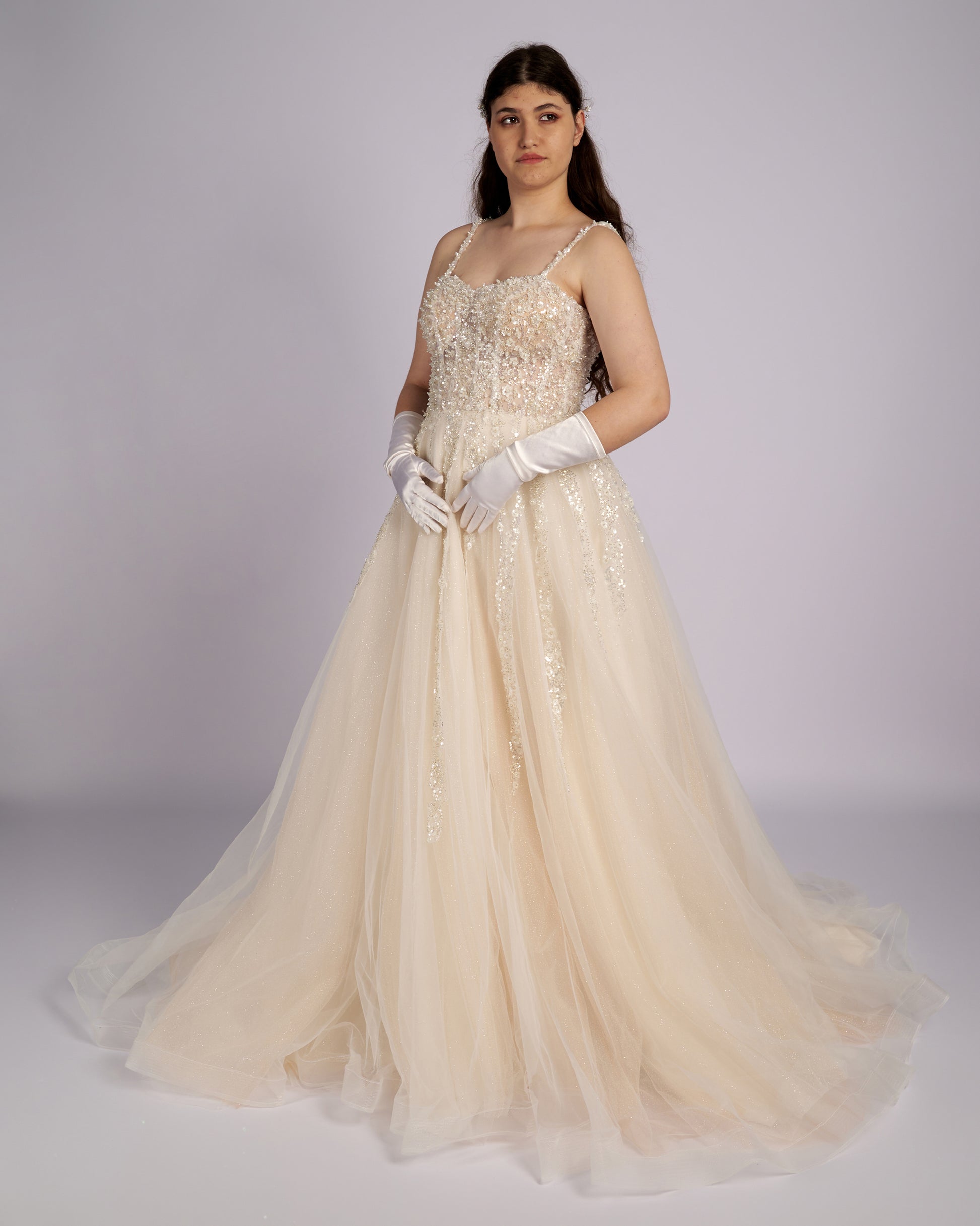 Elisana Nude Princess Bridal Gown wedding dresses