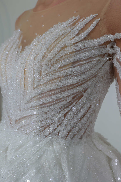 Yaprak a line wedding dress-3