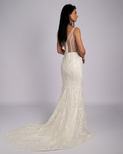 Amaryllis Hand Crystal Beaded Bridal Gown-2