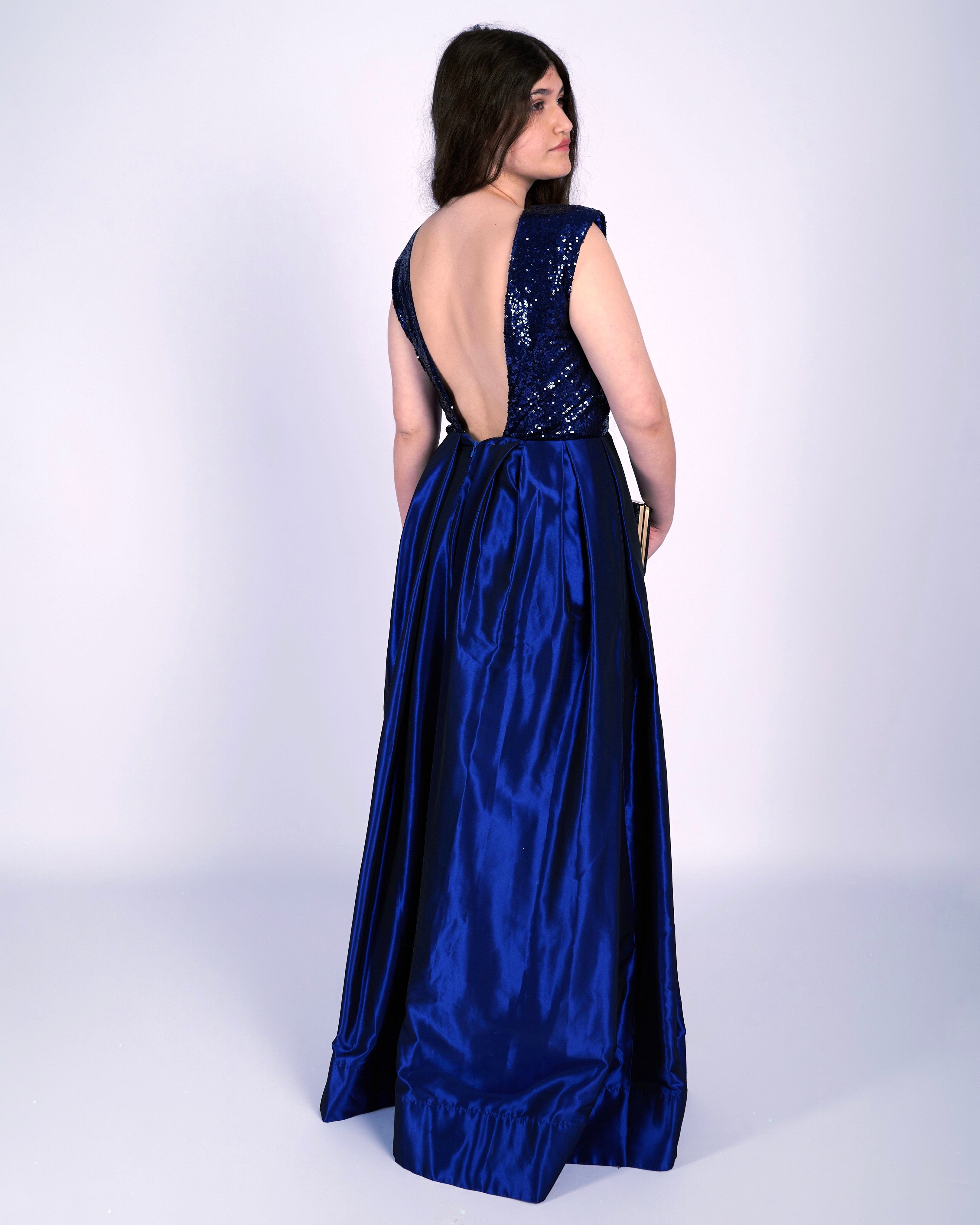 Josephine Royal Blue Sequin Taffeta Dress "evening dresses"-0