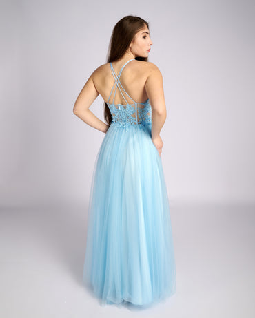 Bessie Blue Sky Sparkle Prom Dress-1