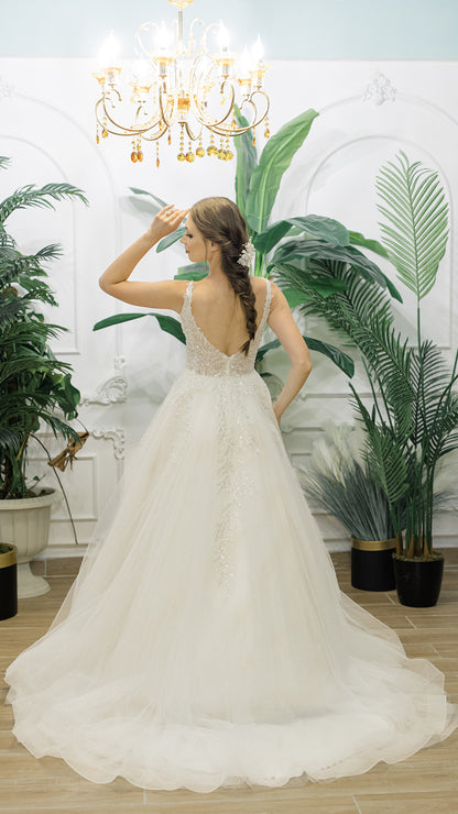 KUMRU a line narrow skirt wedding dress-4