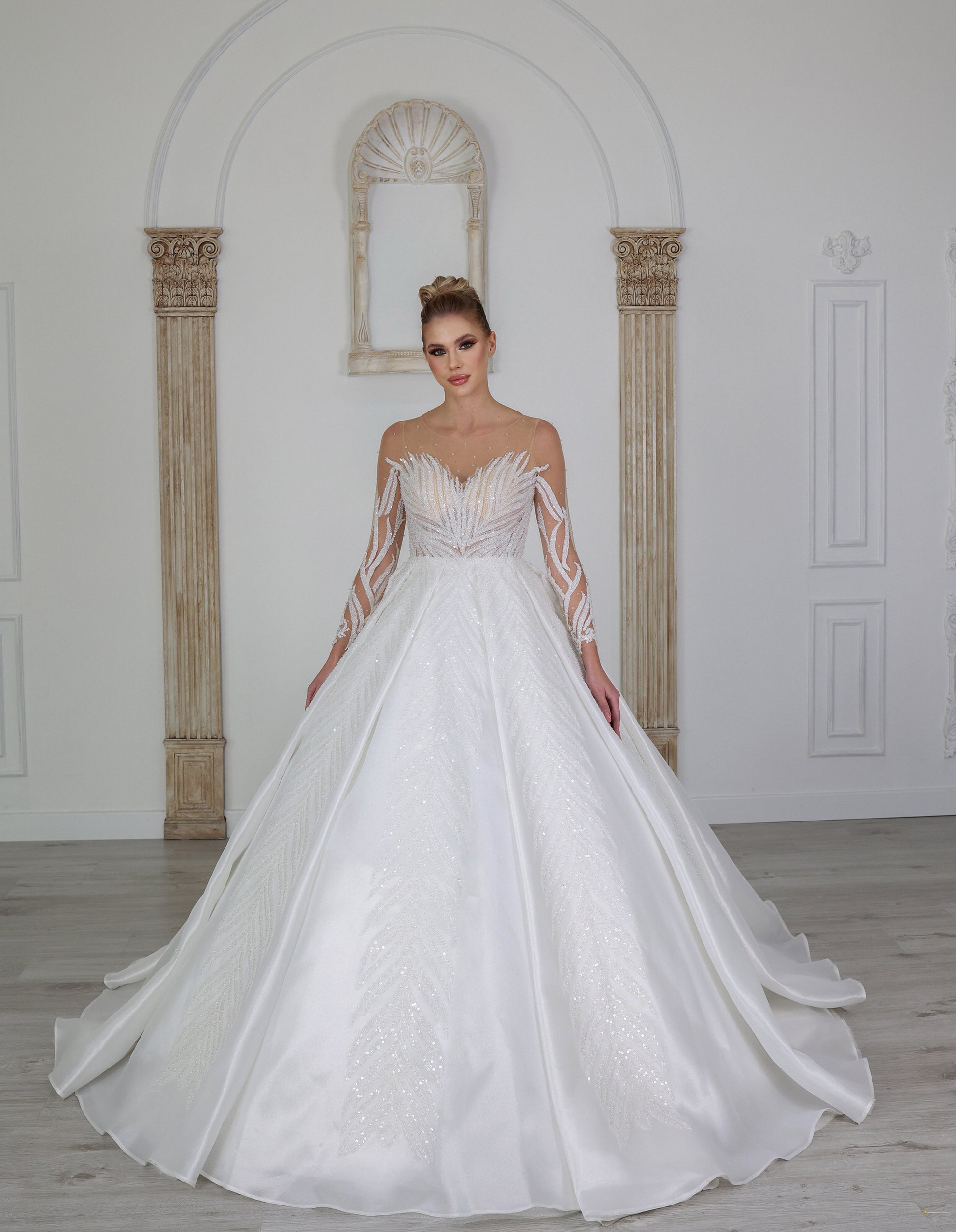 Yaprak a line wedding dress-1