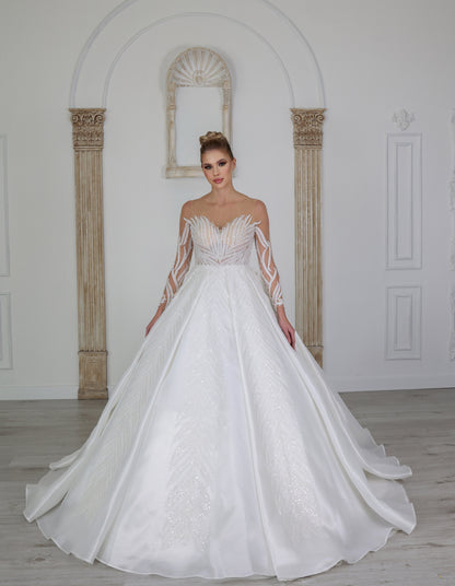 Yaprak a line wedding dress-1
