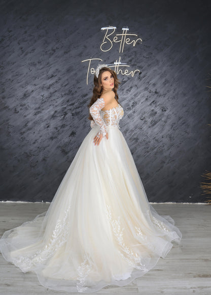 Karye narrow skirt a line wedding dress-4