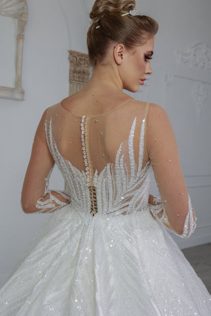 Yaprak a line wedding dress-6