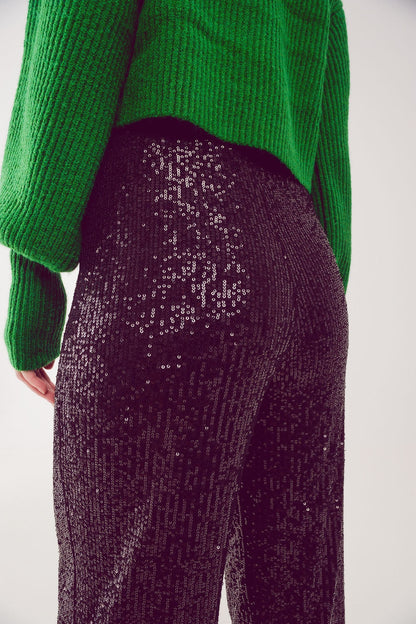 Sequin Wide Legs Pants-2