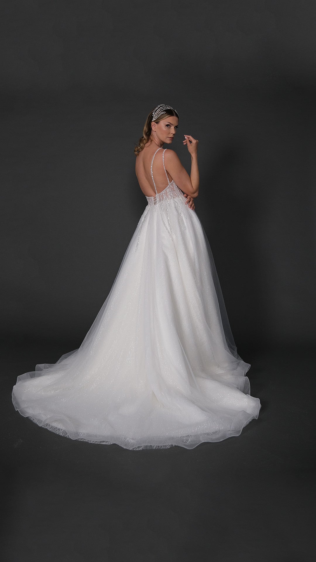 Lacın narrow skirt a line wedding dress-2