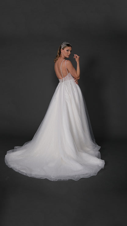 Lacın narrow skirt a line wedding dress-2