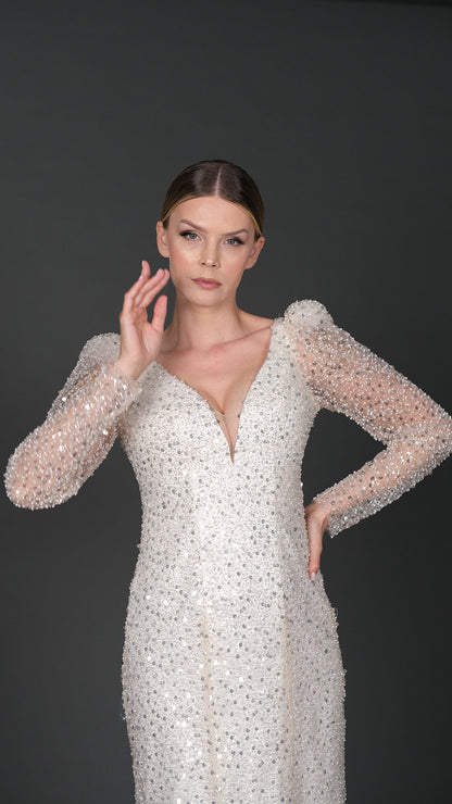 PEKAY narrow skirt a line wedding dress-4