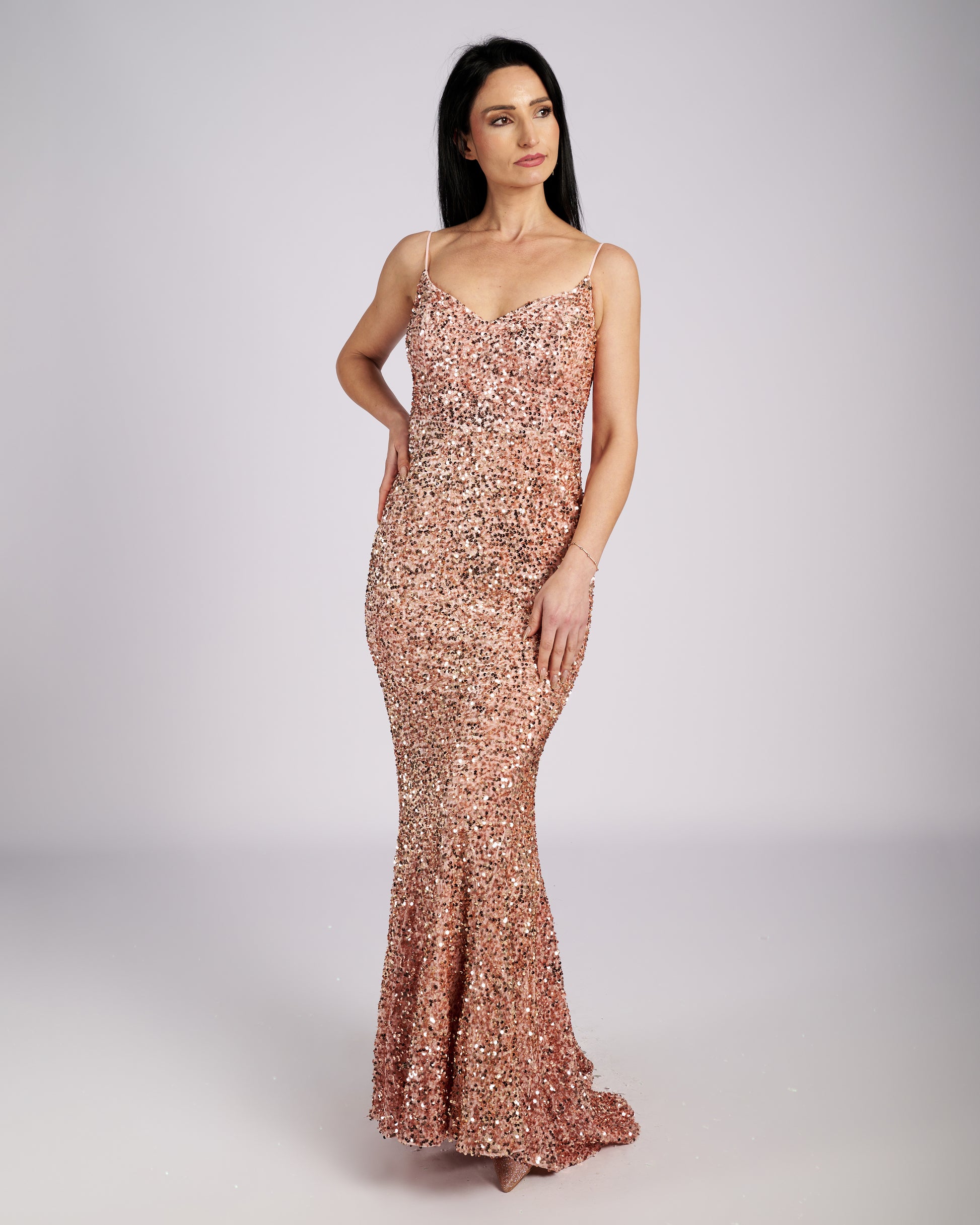 Pink Star Sequin Maxi Dress "evening dresses"-3