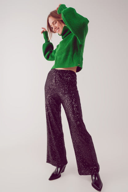 Sequin Wide Legs Pants-0